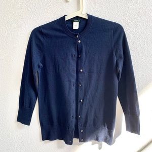 Jcrew Navy Blue 3/4 Sleeve Cardigan Sz S